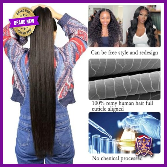 Brazilian Virgin Human Hair Extensions 3 Bundles Straight 24 26 28 Inch main image 7